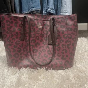 Kate Spade Maroon and Black Leopard Tote